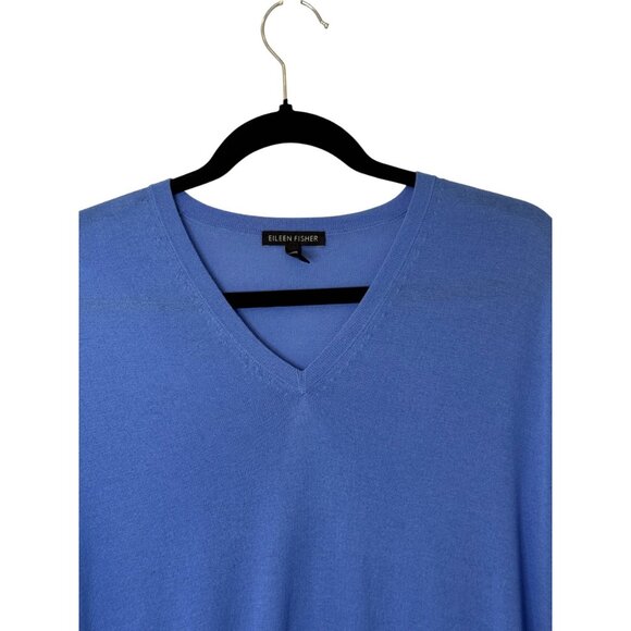 Eileen Fisher blue oversized V-neck tunic sweater size XXS - Picture 4 of 7